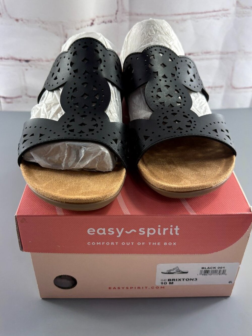 Easy Spirit Brixton 3 Black Women's Comfort Slide Sandals 10M NIB